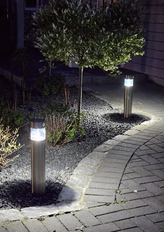 Meinposten Solar-Außenleuchte mit Bewegungsmelder, Edelstahl silber