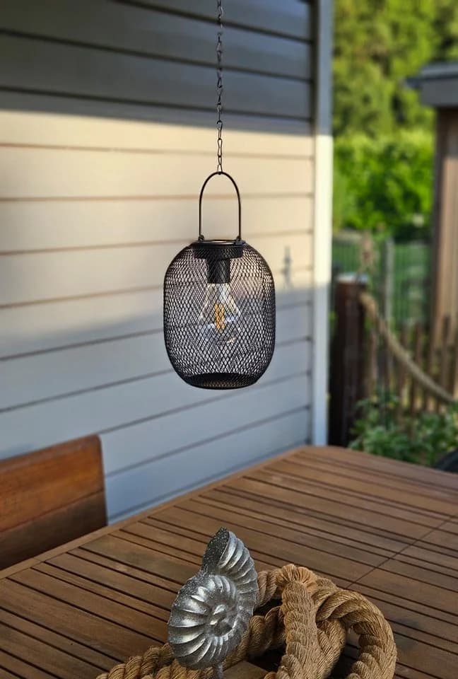Meinposten LED Solarleuchte Gartenleuchte Metall Schwarz Warmweiß