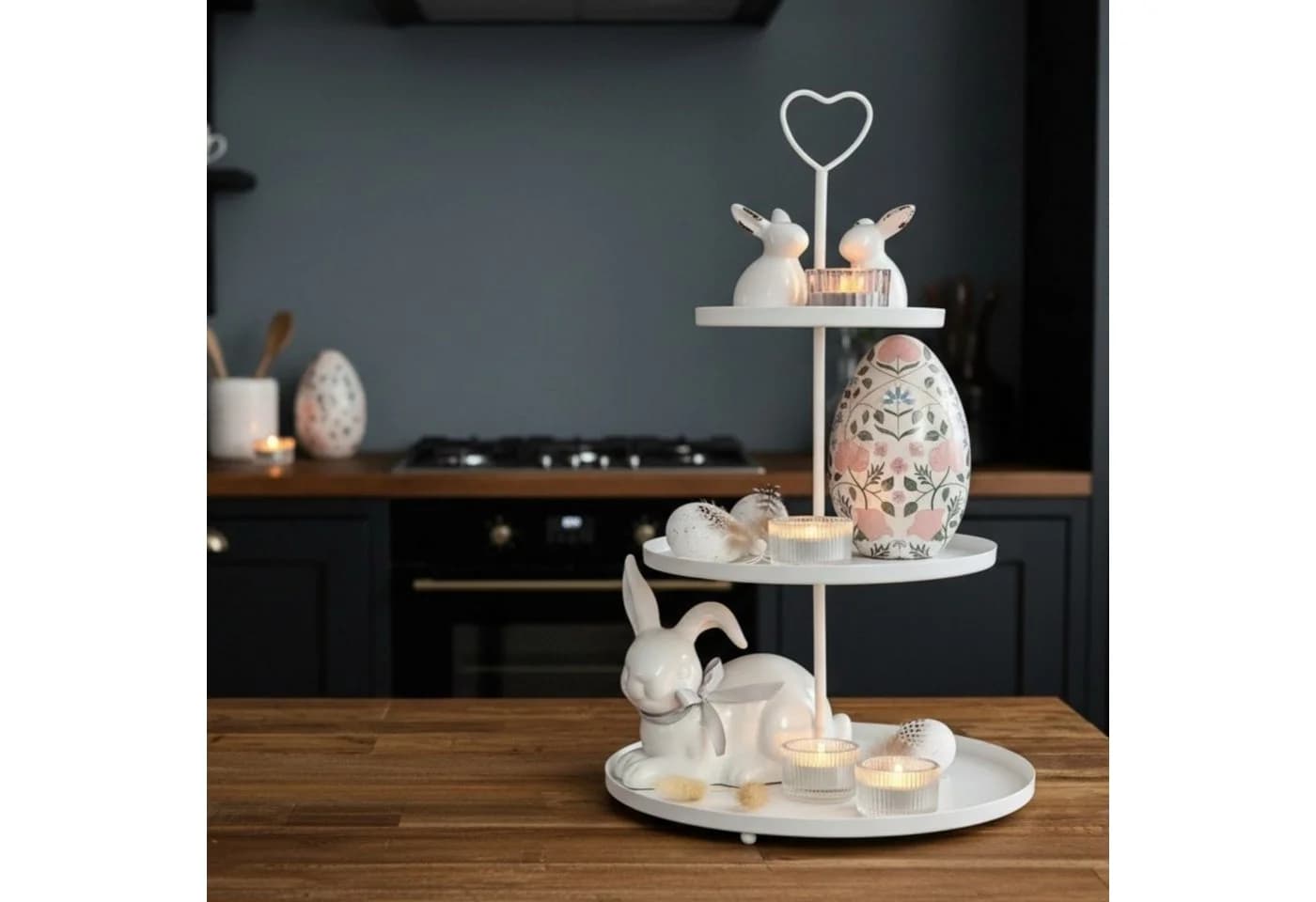 Meinposten Dekoetagere Paris 3-stöckig Metall Vintage Weiß