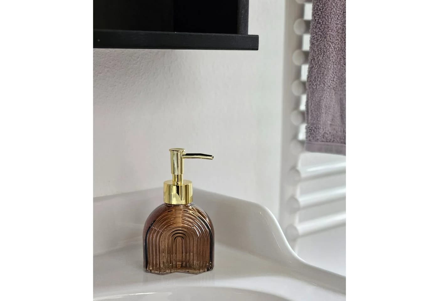 Meinposten Seifenspender Retro Braun Beige Gold Glas