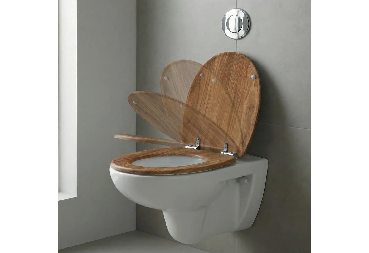 kowdom WC-Sitz MDF Soft-Close Holzoptik Braun