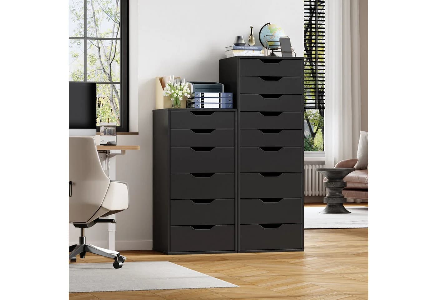 Homfa Kommode 6 Schubladen 45x40x90,5 cm Weiß