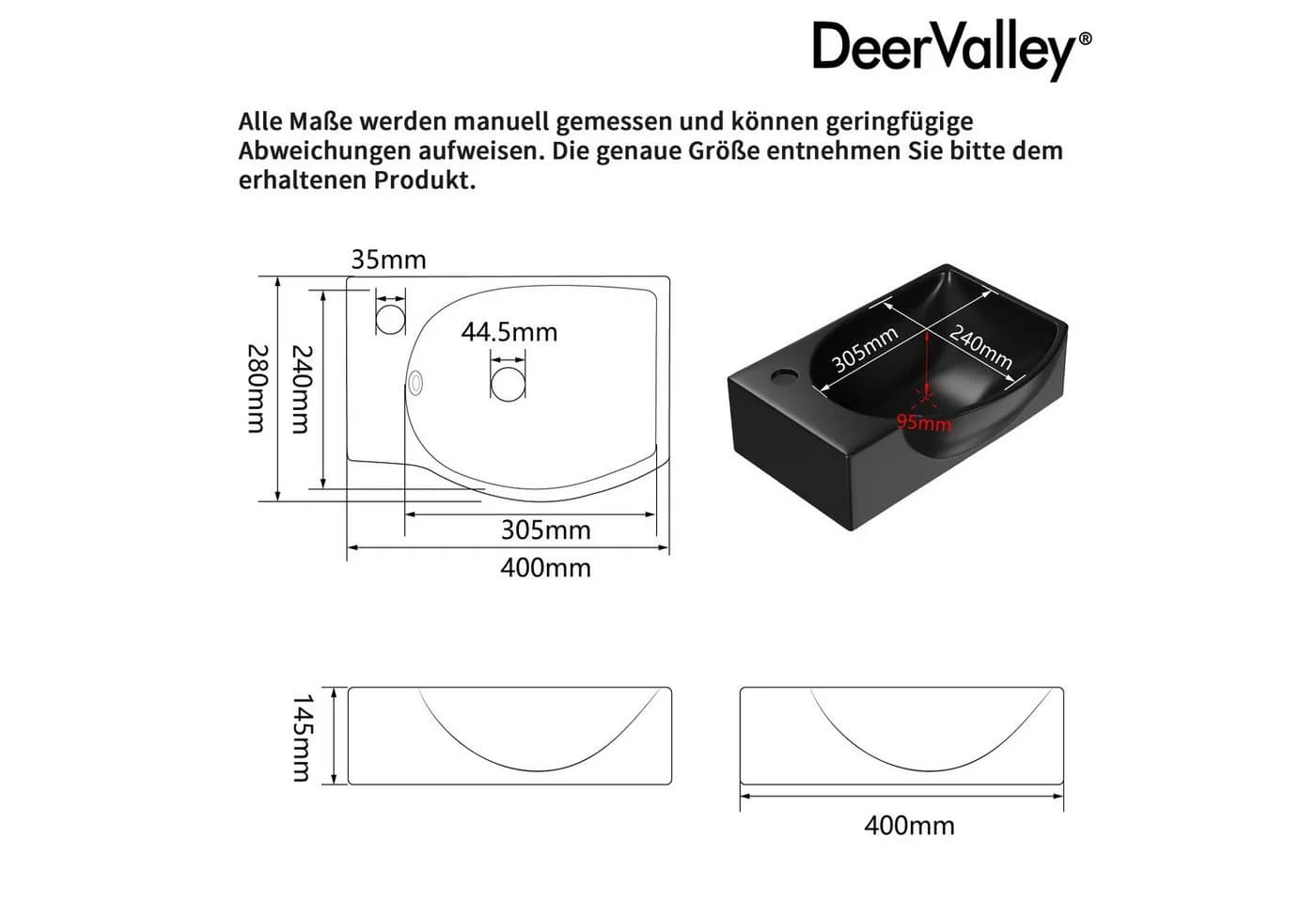 DeerValley Mini Wandwaschbecken Keramik Weiß