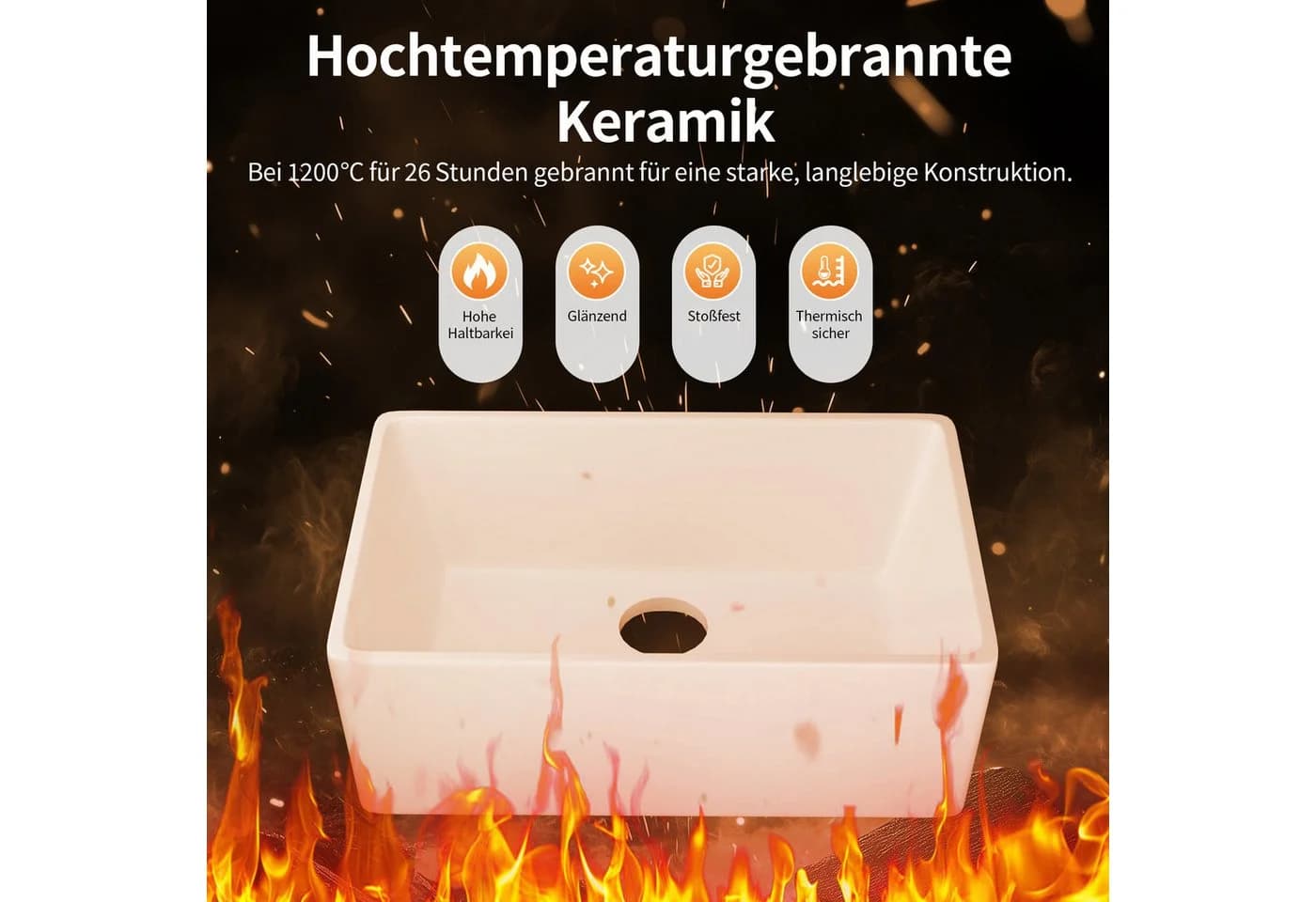DeerValley Küchenspüle Keramik Farmhouse Weiß Komplettset
