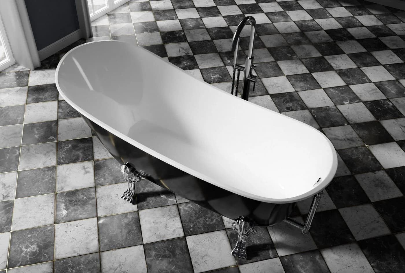 Bernstein Badewanne Paris Schwarz Retro-Design 176x71x77 cm