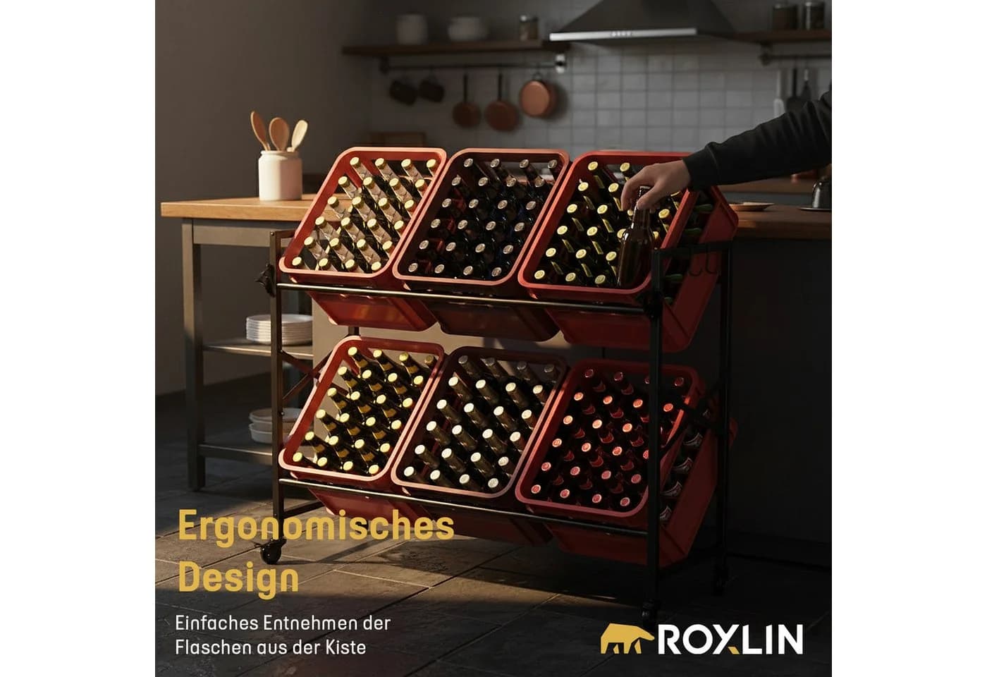 Roxlin Getränkekistenregal Metall Ablage 3/6 Kisten