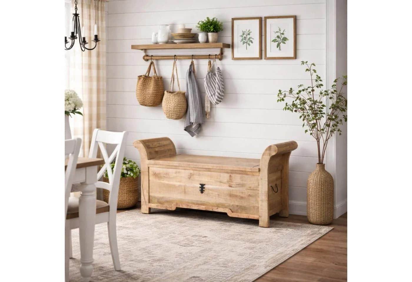 baario Sitztruhe Truhenbank ADNA Vintage Braun Massiv Mangoholz Antik