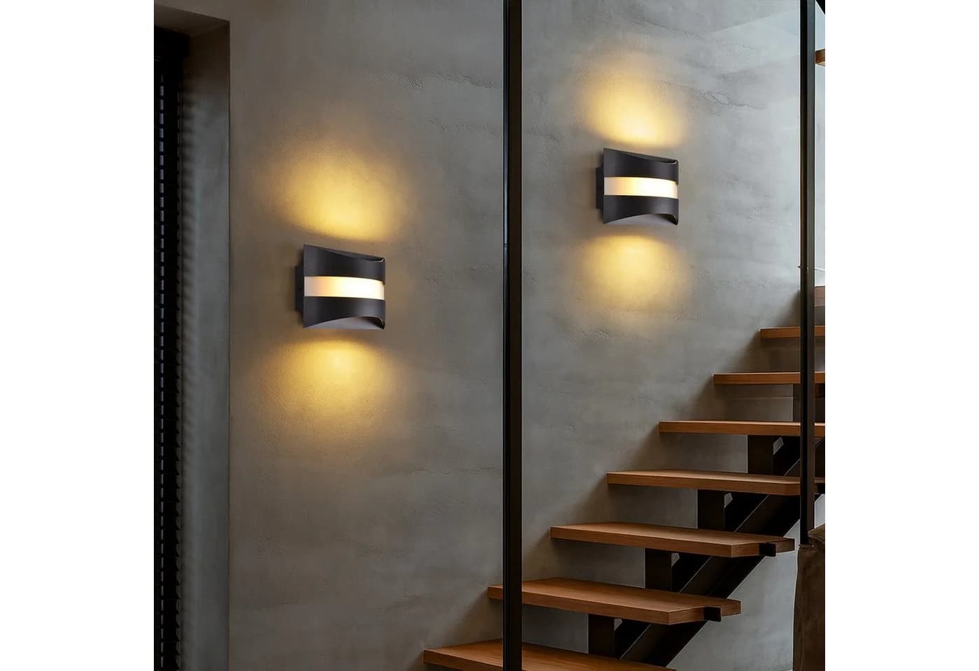 ZMH LED Wandleuchte Schwarz Modern Design 3000K Warmweiß