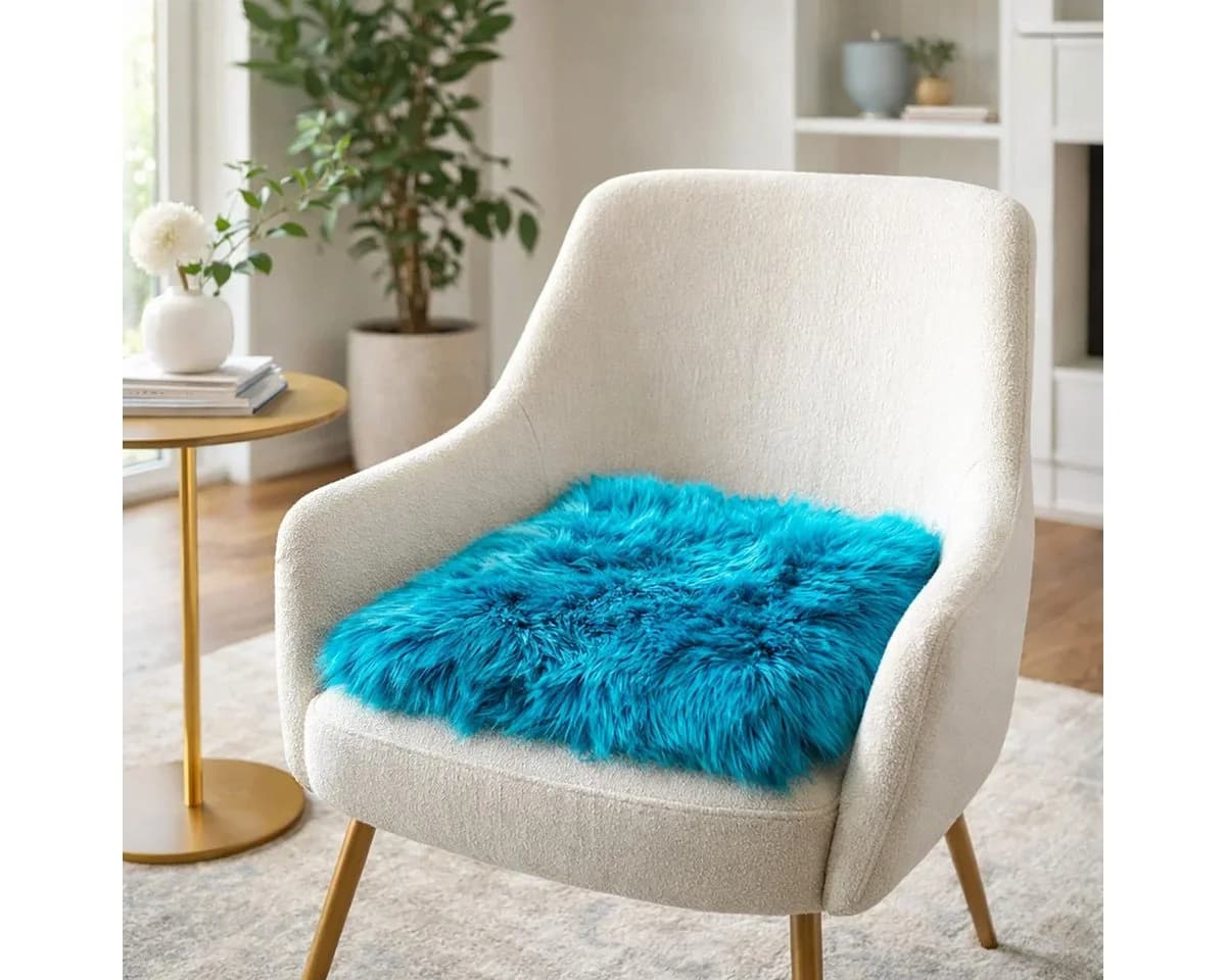 Provellus Sitzkissen Vegane Felloptik 40x40 cm Blau