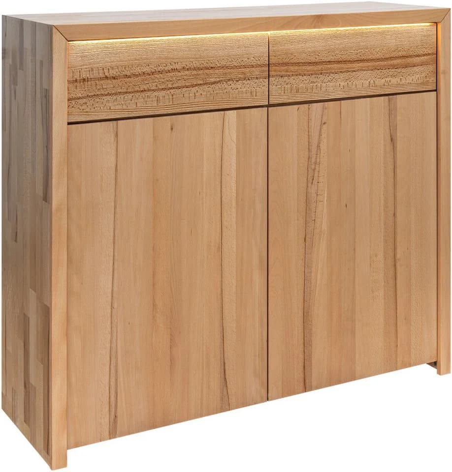 HOME AFFAIRE Kommode Léopoldine Braun Kernbuche massiv LED