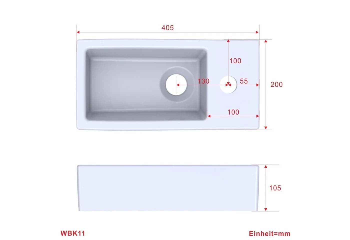 AQUALAVOS Mini Waschbecken Keramik Weiß 40,5x20x10,5 cm