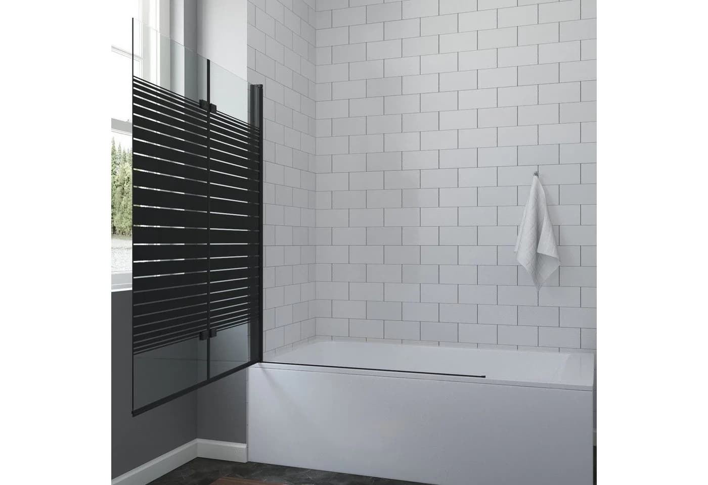 AQUABATOS Badewannenfaltwand 2-teilig 120x140 cm Sicherheitsglas schwarz