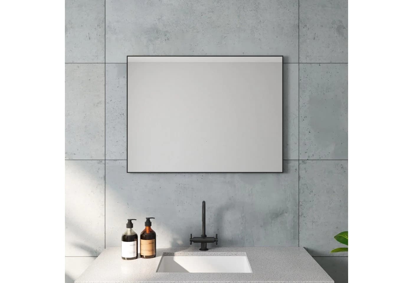AQUABATOS Wandspiegel Schwarz Aluminium Rahmen