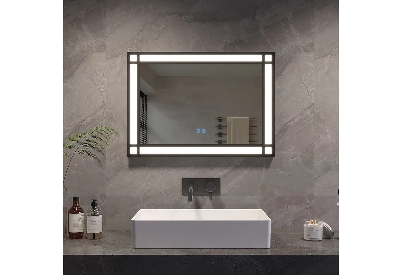AQUABATOS LED Badspiegel 70x50cm mit Antibeschlag-Funktion