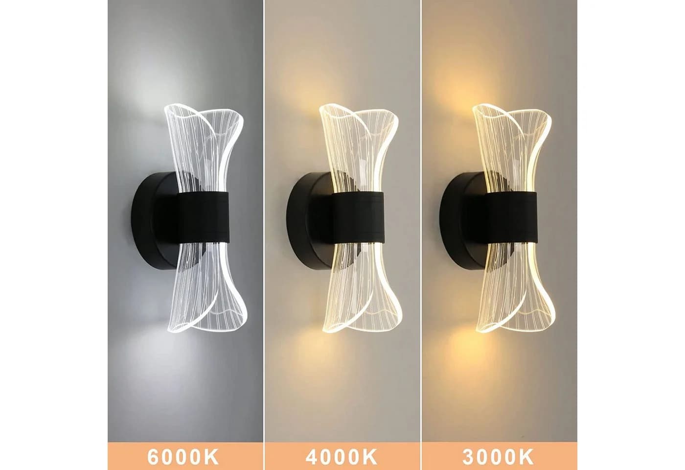 Riserva LED Wandleuchte Schwarz Acryl 12W Augenschutz