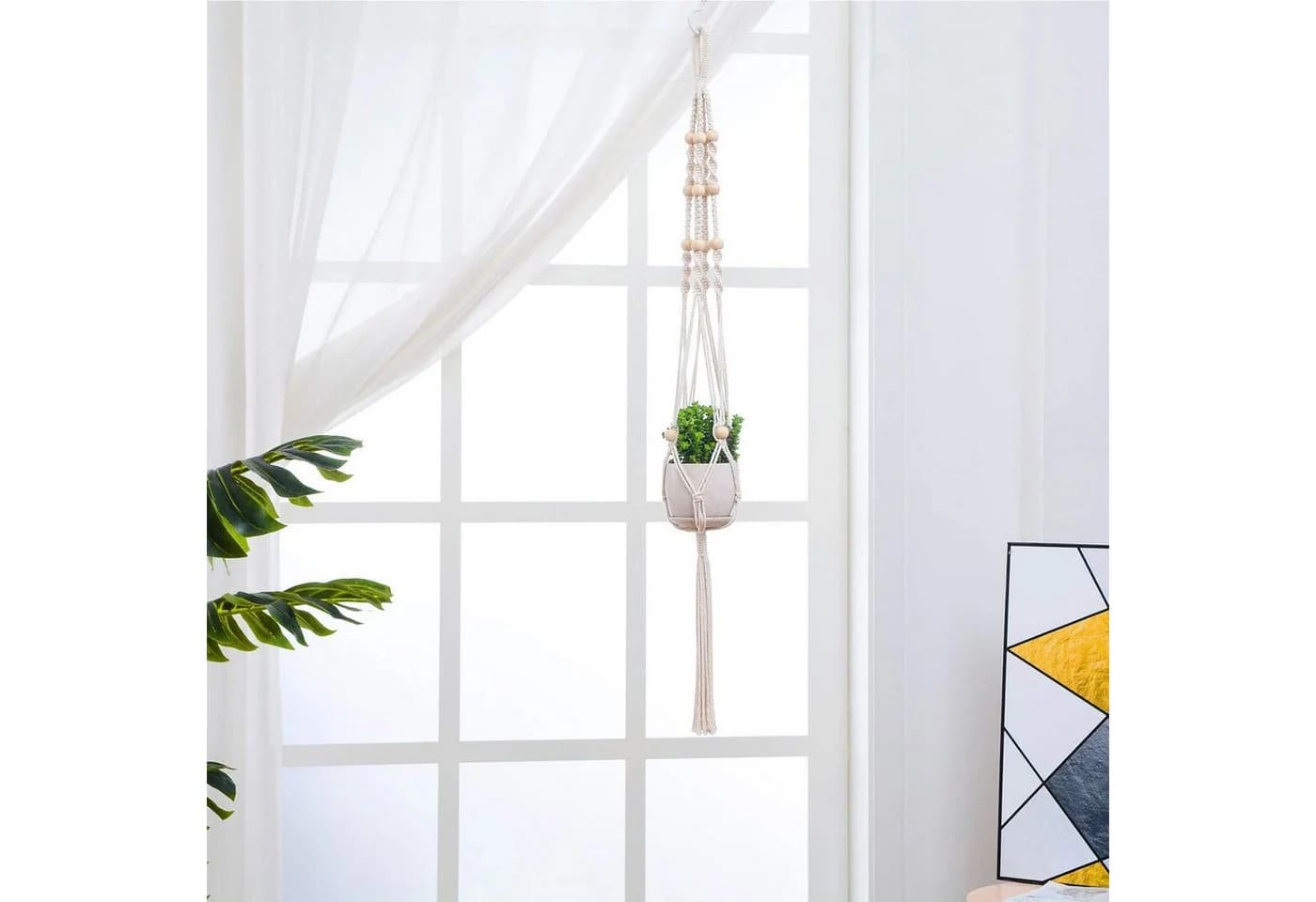 AIMAX Blumenampel Makramee 5er Set Beige