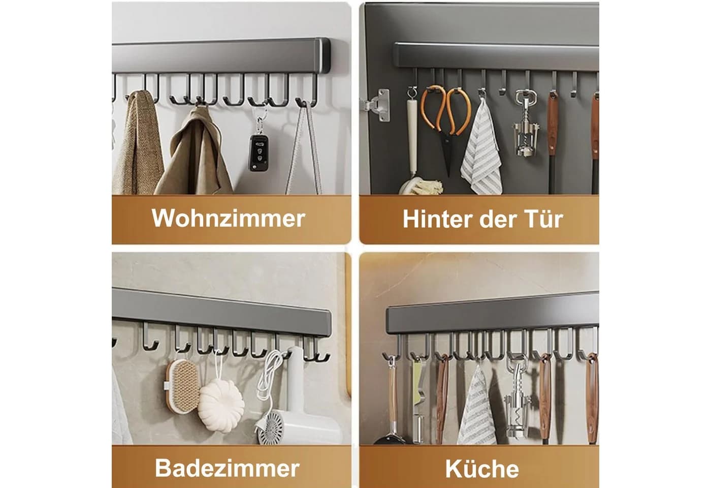 Keyura Hakenleiste Garderobenleiste Silbergrau Aluminium