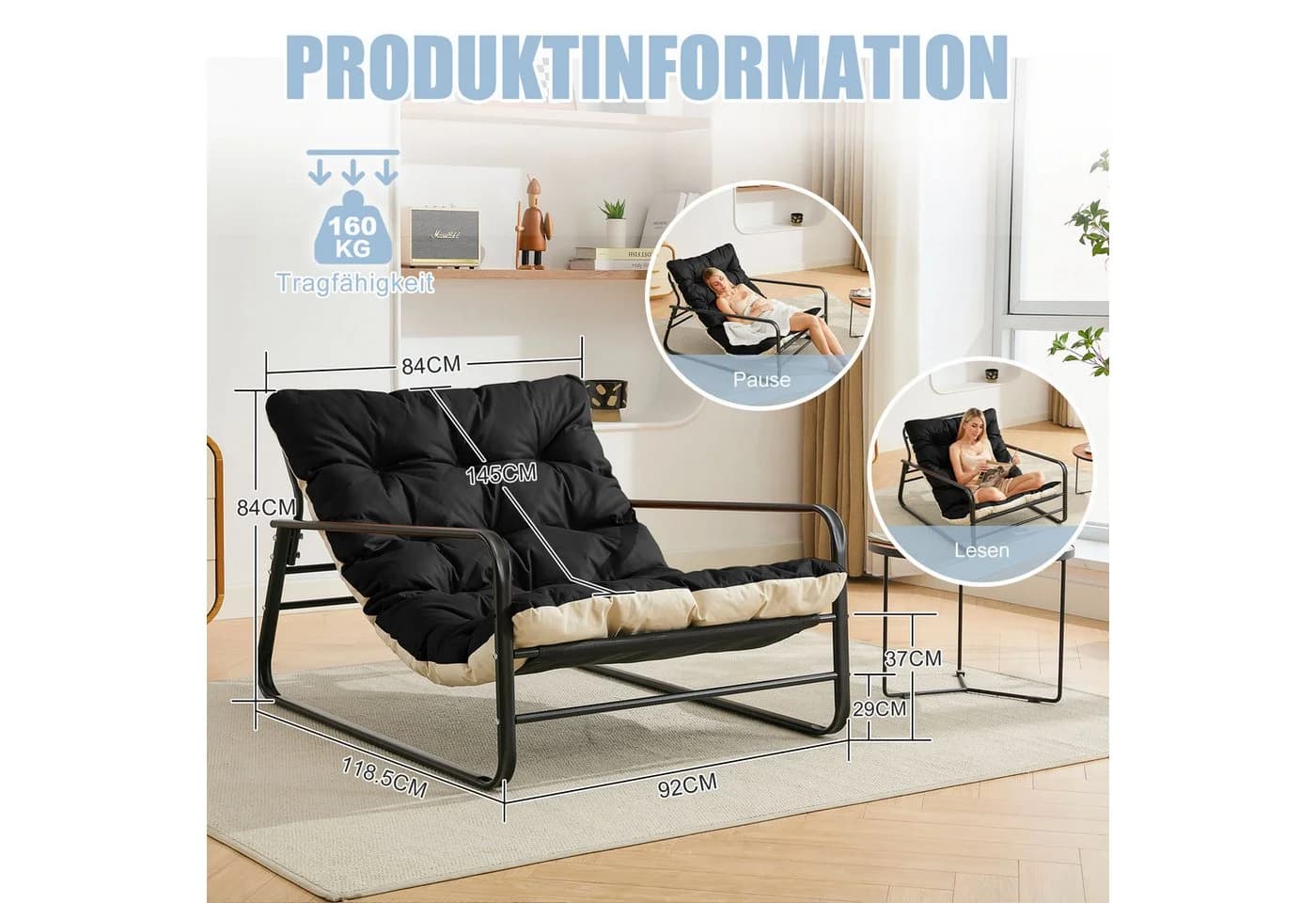 HomeMiYN Loungesessel 2er Set Orange/Beige
