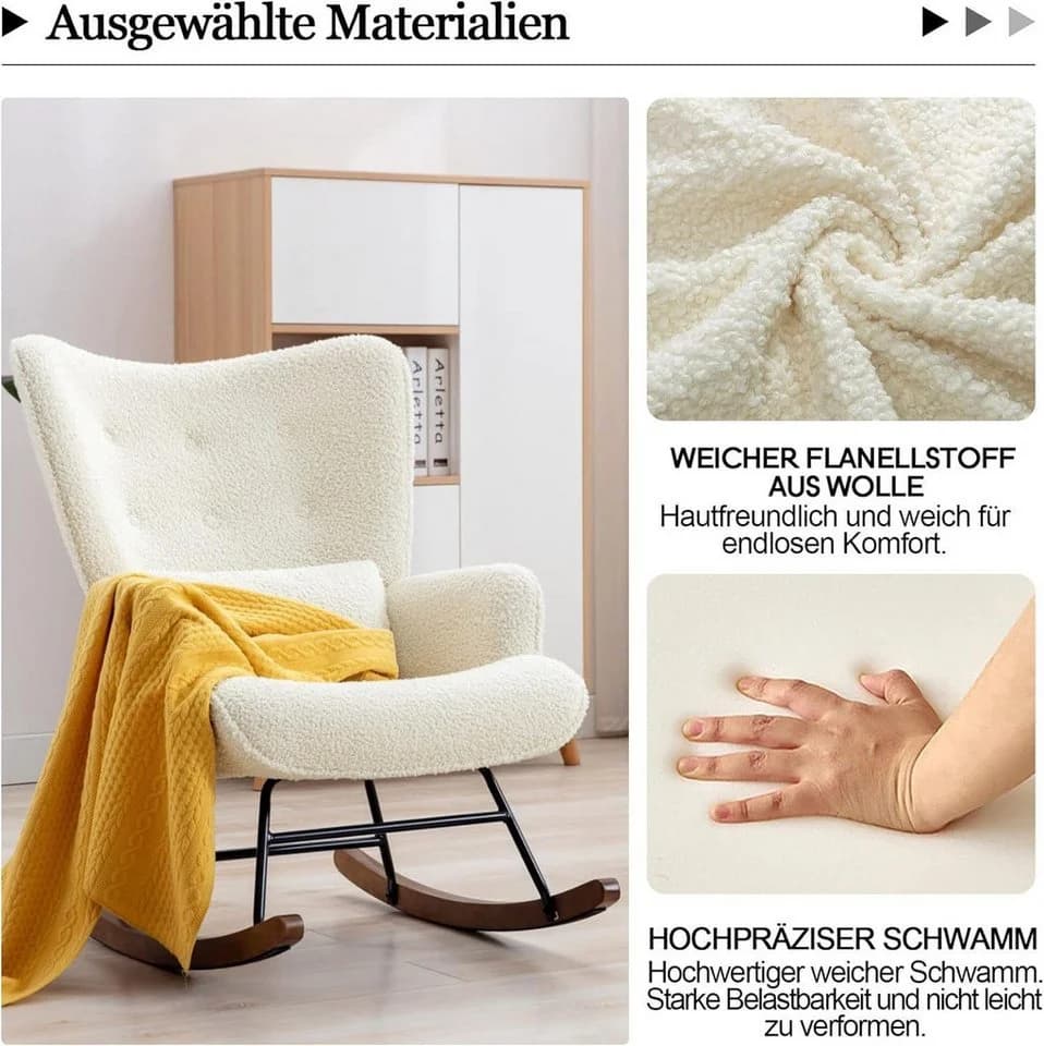 HomeMiYN Schaukelstuhl Patchwork Sessel Schwingsessel Relaxstuhl Wohnzimmer