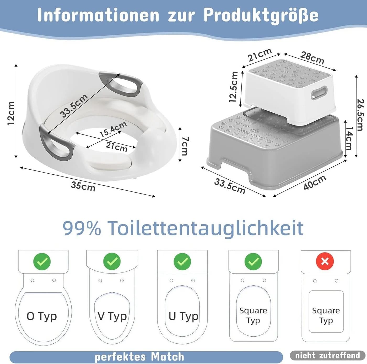 TLGREEN Toilettentrainer Kinder mit Tritthocker & Rückenlehne