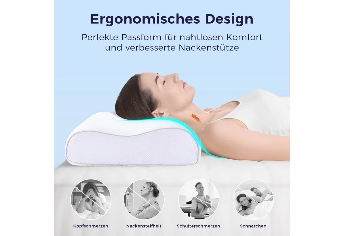 Elegear Nackenstützkissen Orthopädisch Memory Foam 55x35cm