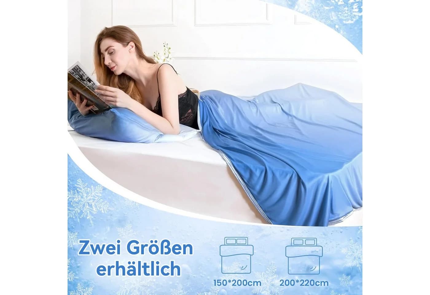 Elegear Sommerbettdecke Kühldecke Doppelseitig Blau Grau