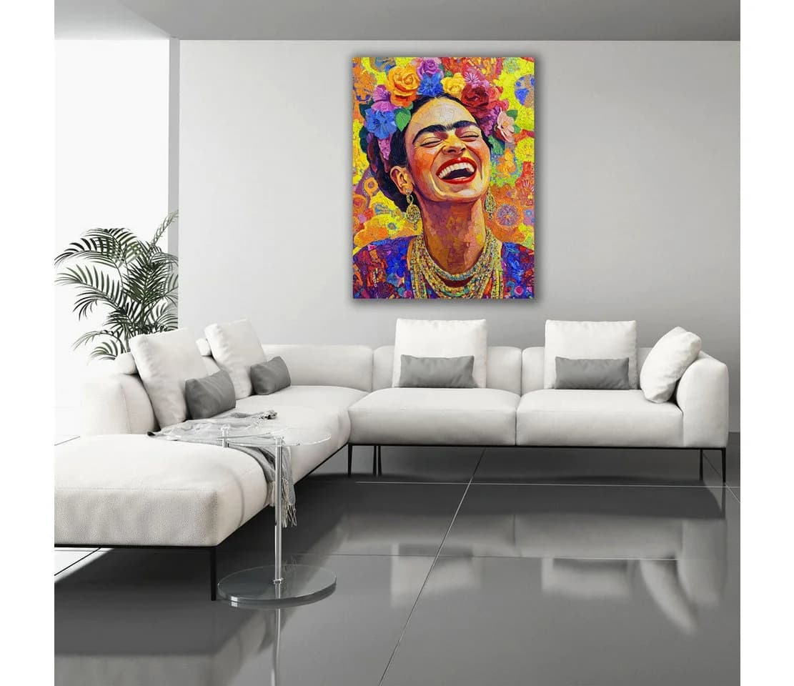 Artedinoi Leinwandbild Frida Porträt Blumen Pop Art Modern