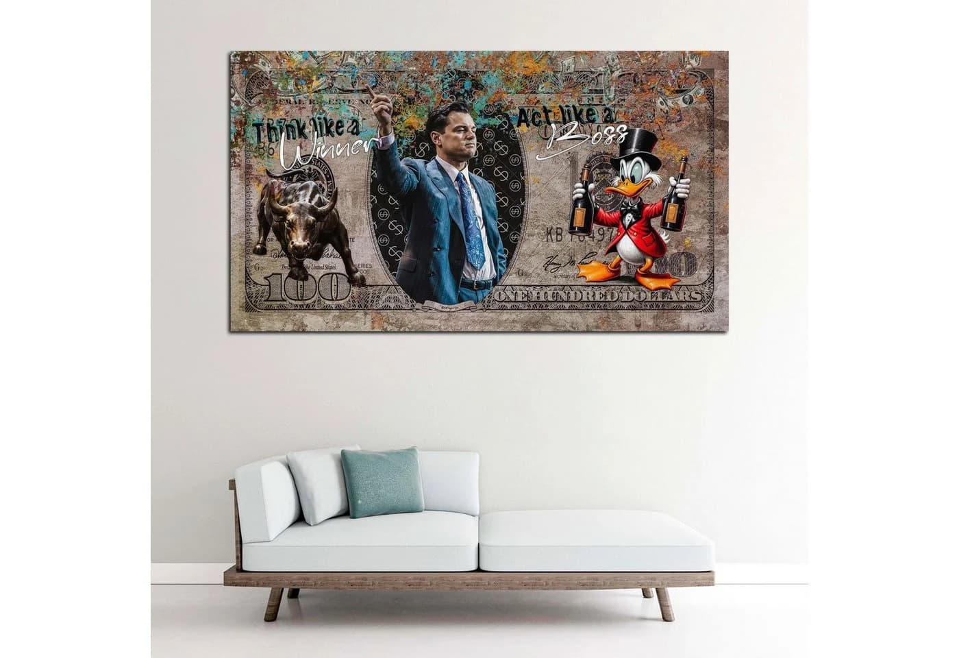 Artedinoi Leinwandbild Wolf of Wall Street Pop Art Comic Motiv