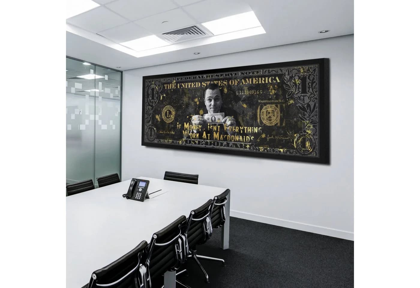 Artedinoi Leinwandbild Wolf of Wall Street Motivations-Zitat Schwarz-Gelb
