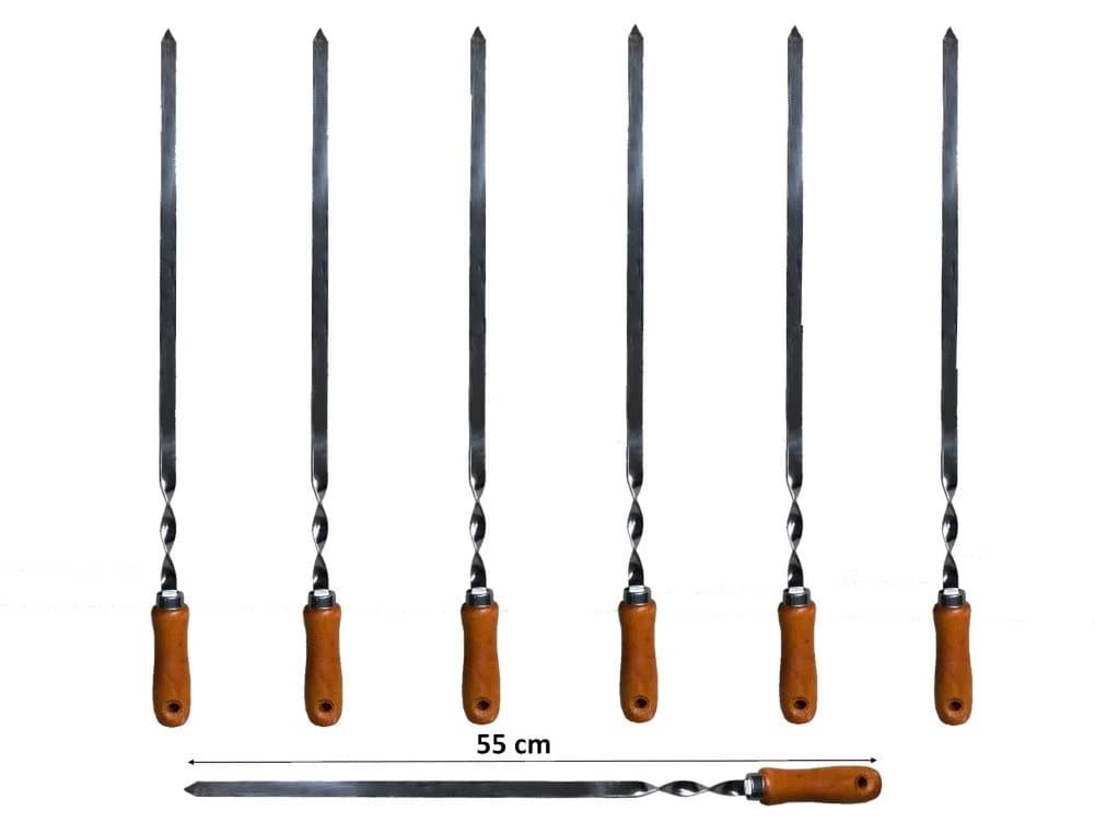 walexo Grillspieß Edelstahl mit Holzgriff 55 cm
