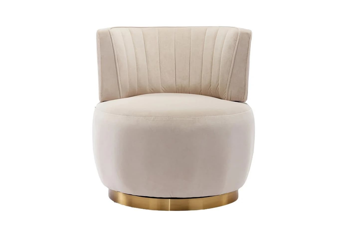 LVHOM Drehsessel 360° Beige Samt Ergonomisch
