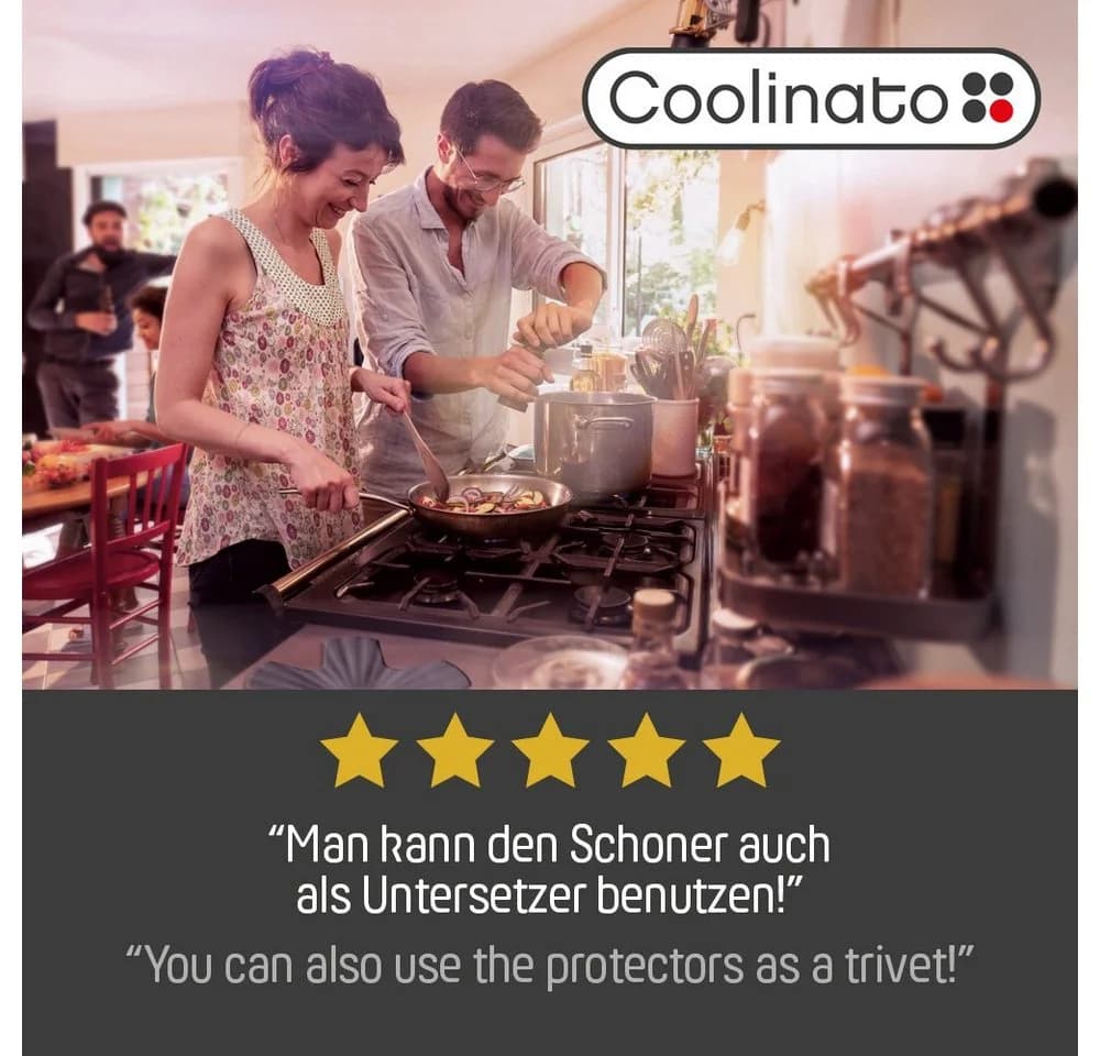 Coolinato Pfannenschoner Set 3tlg. Silikon Stapelschutz