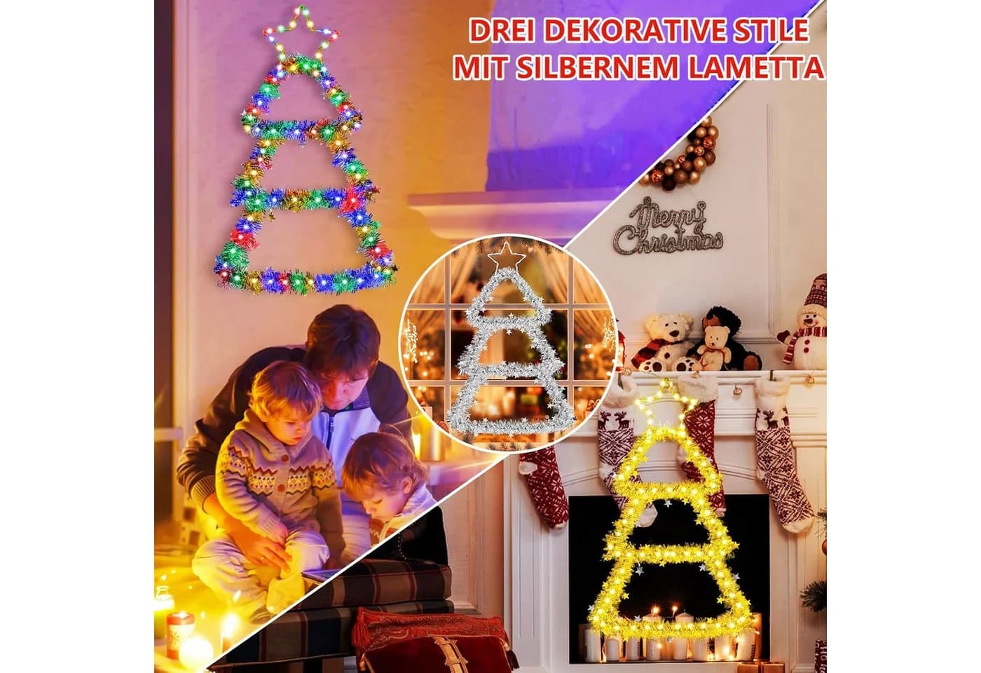Elegear LED-Lichterkette Weihnachtsbaum 76x43cm 110 LEDs Silber
