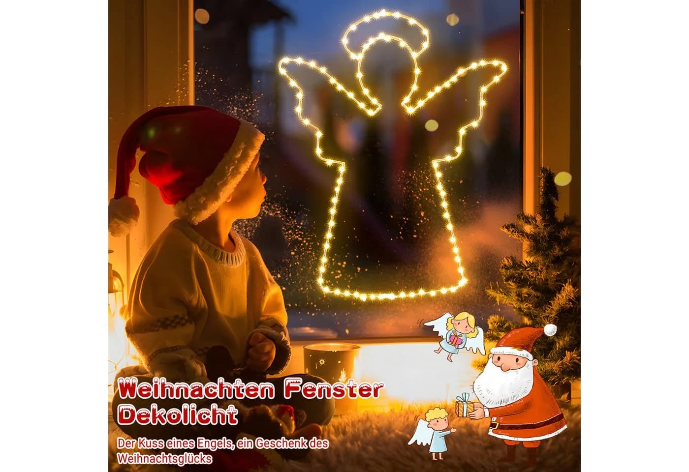 Elegear LED-Lichterkette Engel Weihnachtsdeko Innen/Außen