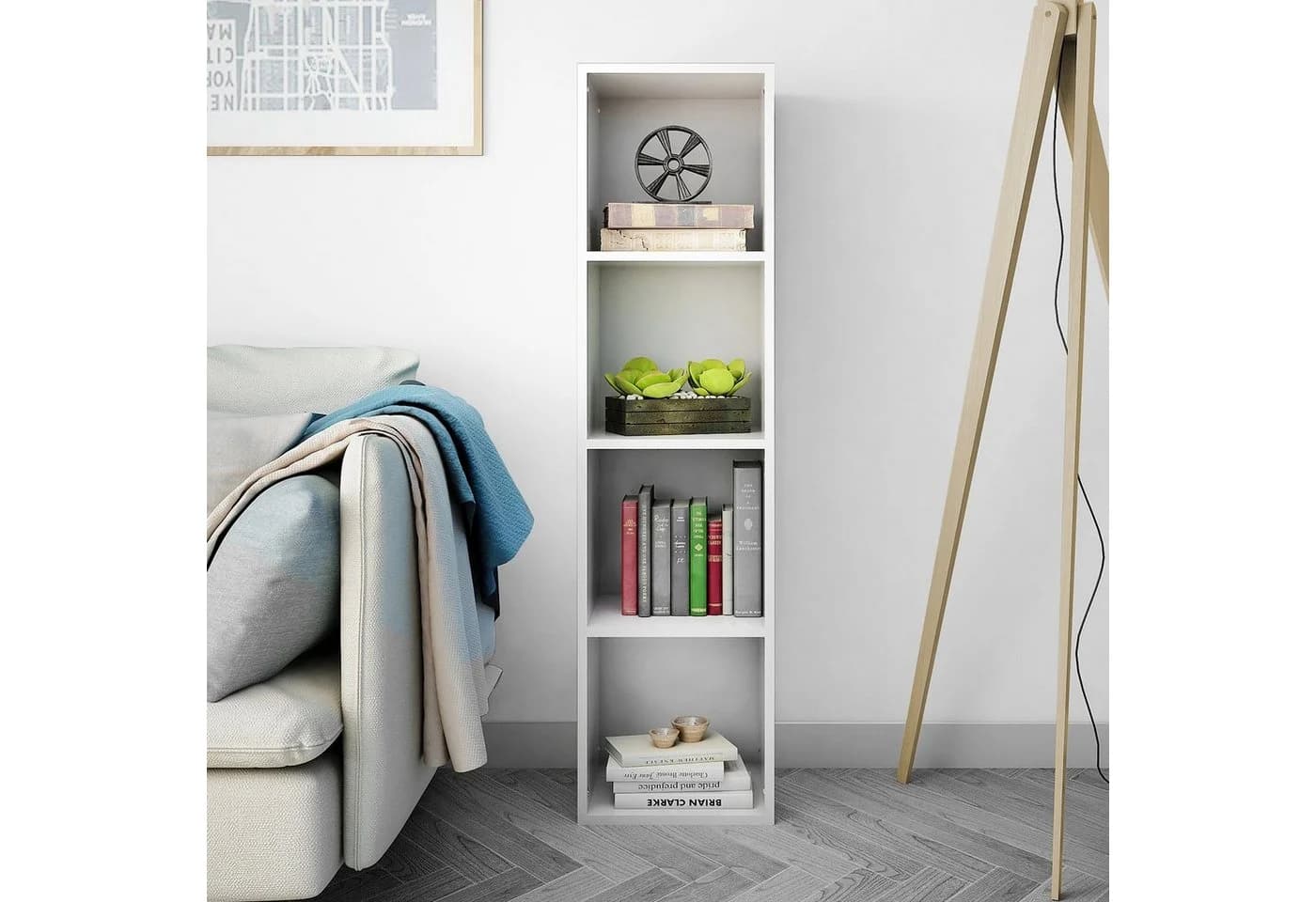 Mondeer Bücherregal Würfelregal 4 Fächer Weiß