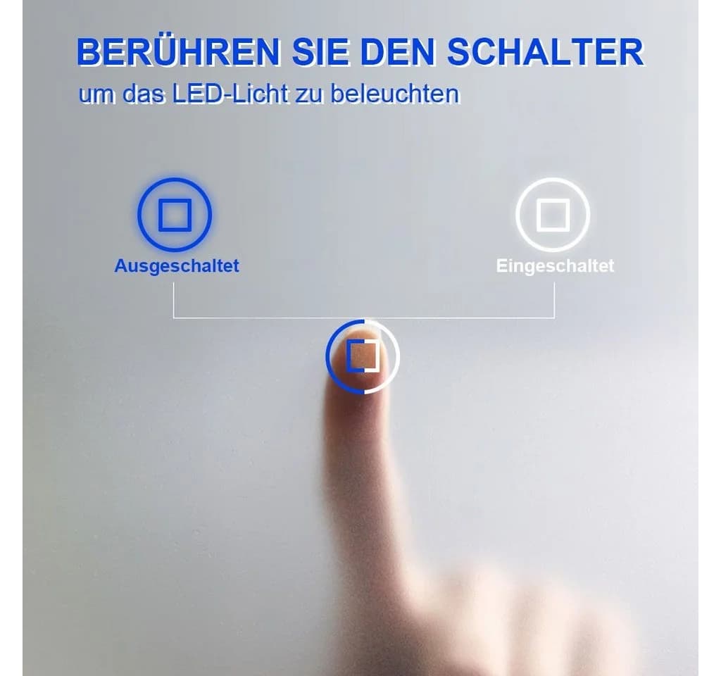 YOLEO Badspiegel LED-Beleuchtung Touchschalter Anti-Beschlag