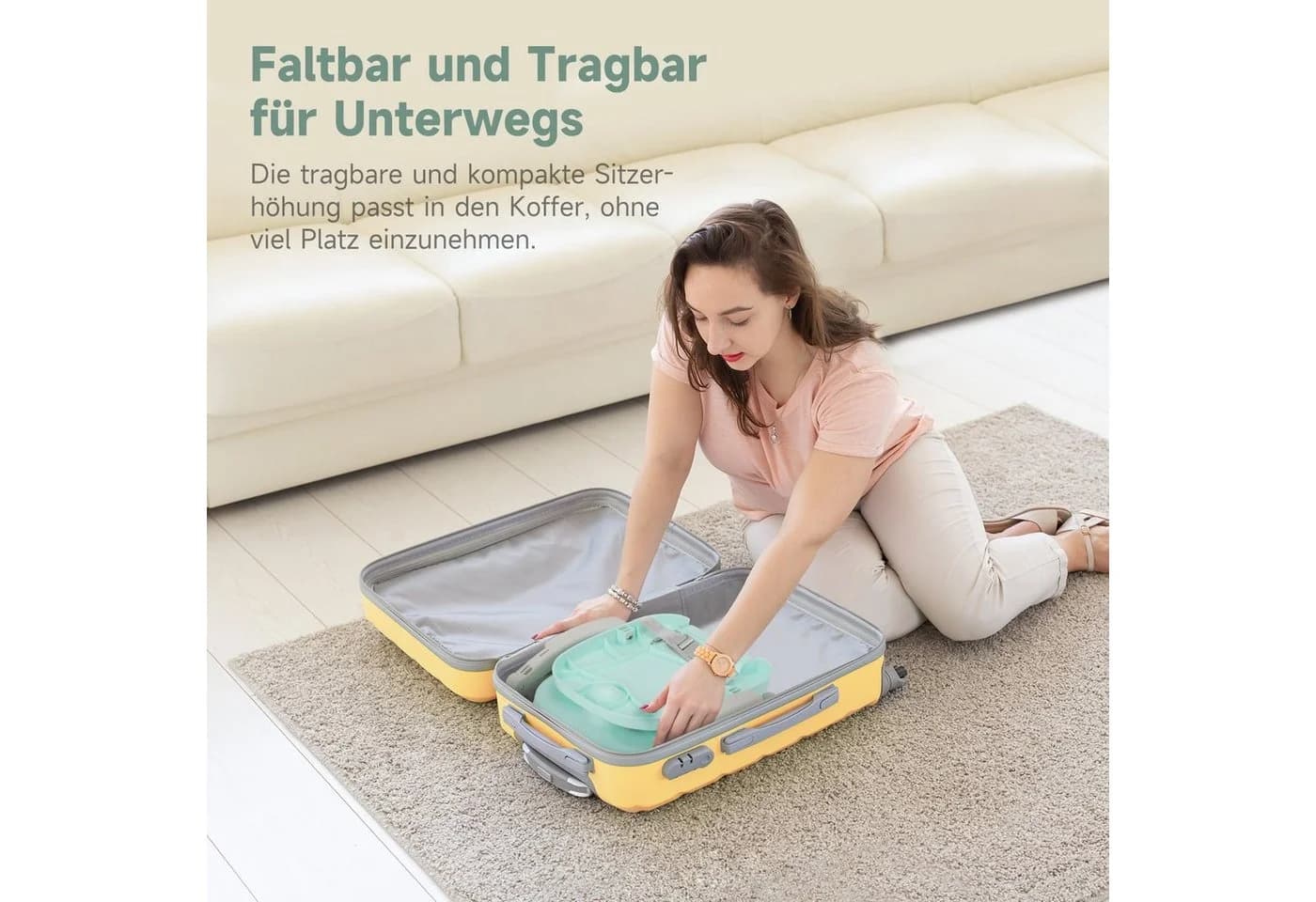 YOLEO Reisehochstuhl Sitzerhöhung Tragbar Booster mit Rückenlehne Grün