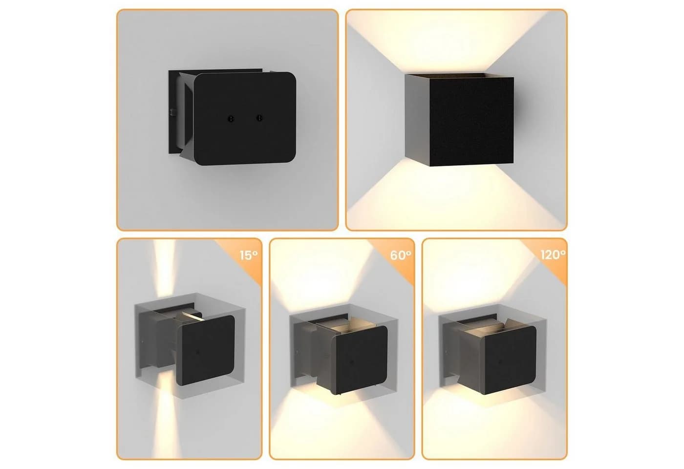 ZMH LED Wandleuchte Aussen Schwarz 5W Treppenhaus Up Down