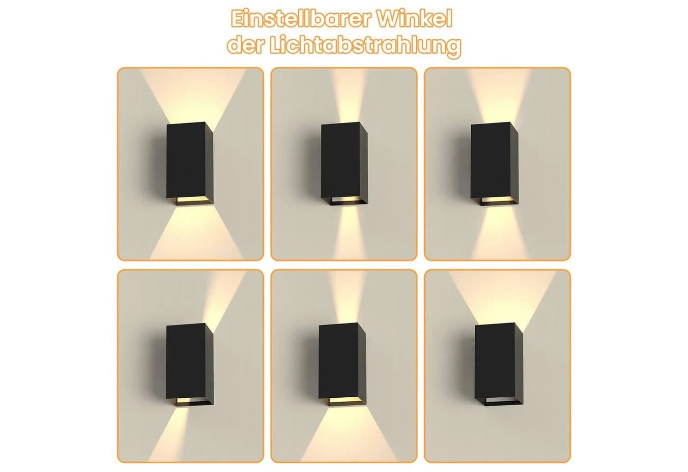 ZMH LED Wandleuchte Schwarz 5W 3000K Warmweiß