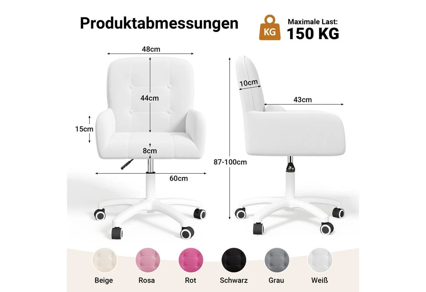 HawthyHome Bürostuhl Samt 360° drehbar höhenverstellbar