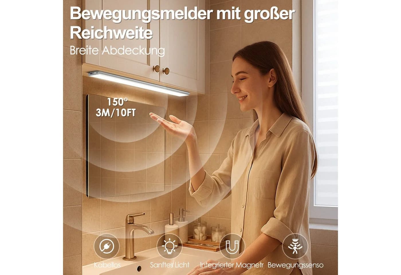 Elegear LED Unterbauleuchte 38/40 cm Silber Dimmbar Küchenlampe