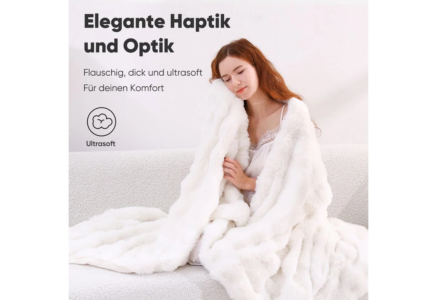Elegear Wohndecke Kunstfelldecke Felloptik 150x200cm Kuscheldecke