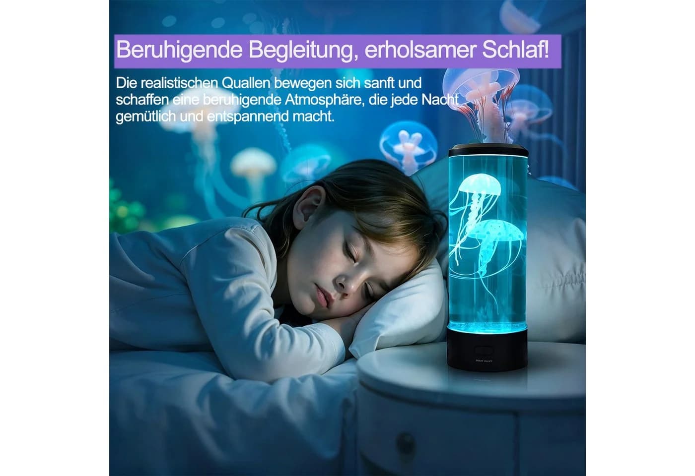 MOPUEA LED Quallenlampe mit Farbwechsel & beruhigender Atmosphäre