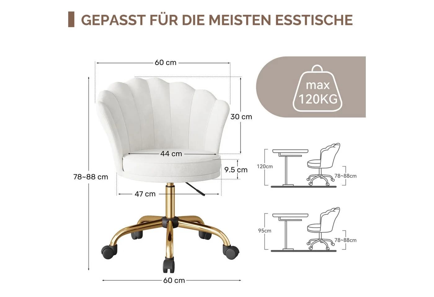 HawthyHome Bürostuhl Blütenrückenlehne Samtbezug