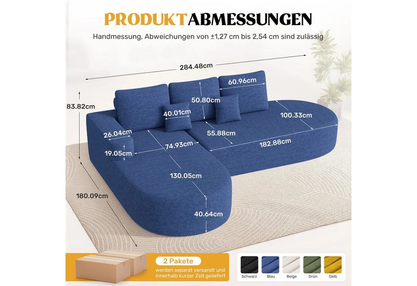 HawthyHome Ecksofa Beige Cordsamt Modul