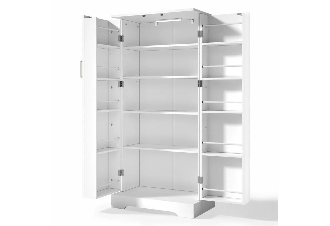 ANYSUN Mehrzweckschrank Weiß mit LED-Sensorleuchte und höhenverstellbaren Böden