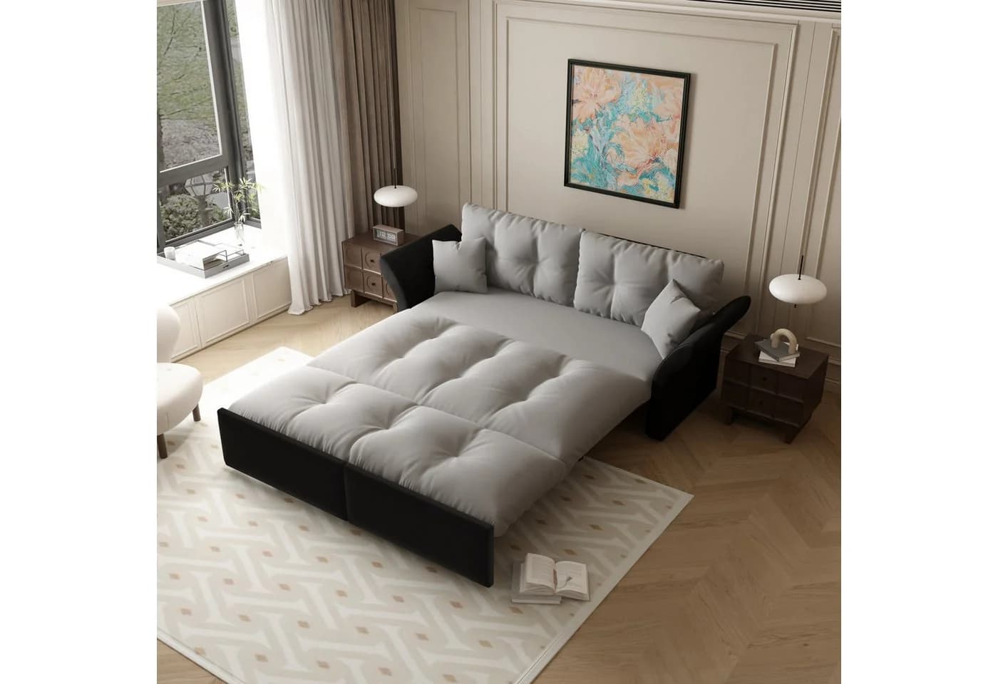 ANYSUN Schlafsofa 3-in-1 Ausziehsofa mit Schlaffunktion grau