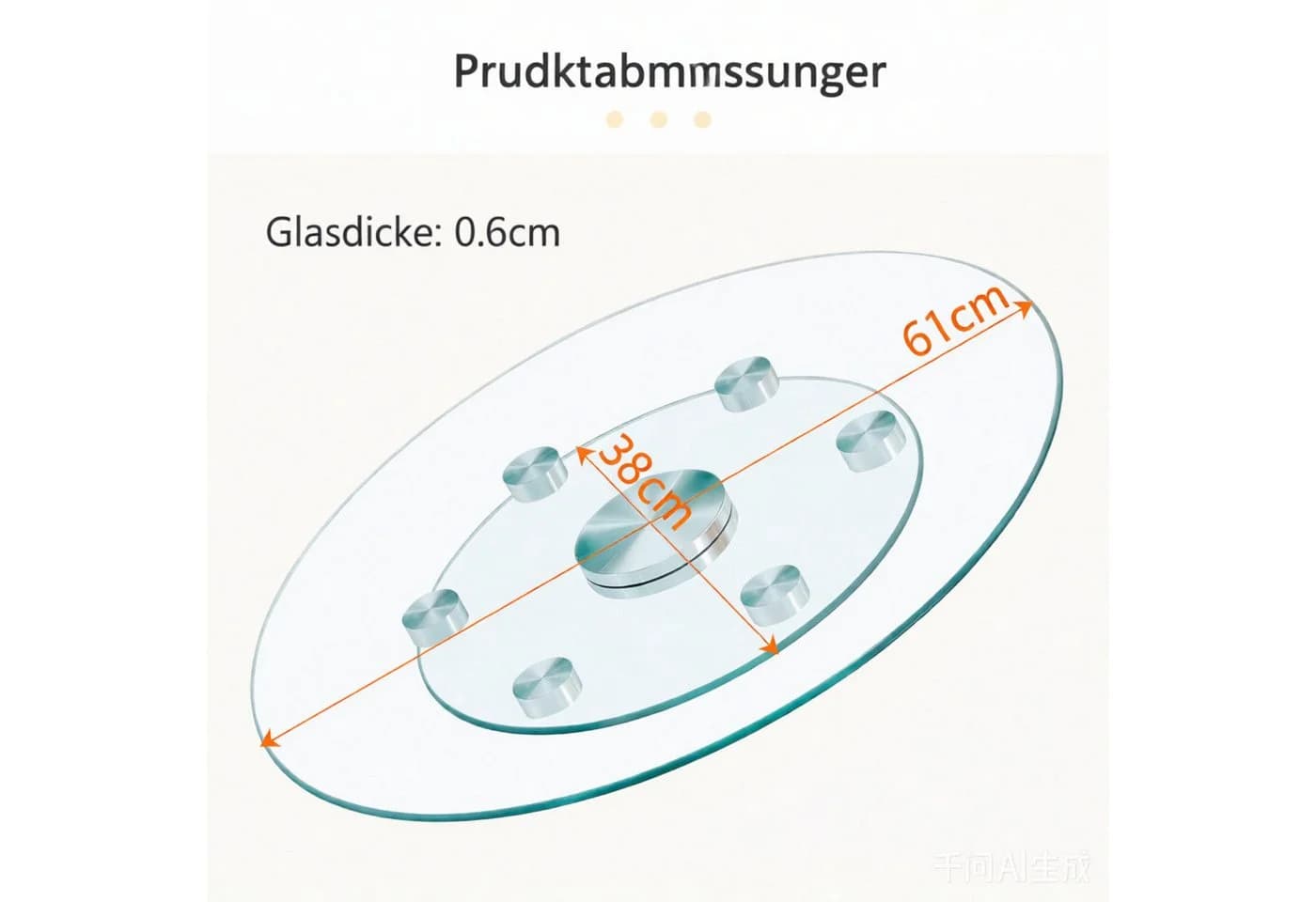 ANYSUN Drehbare Glastischplatte Rund Transparent Silber
