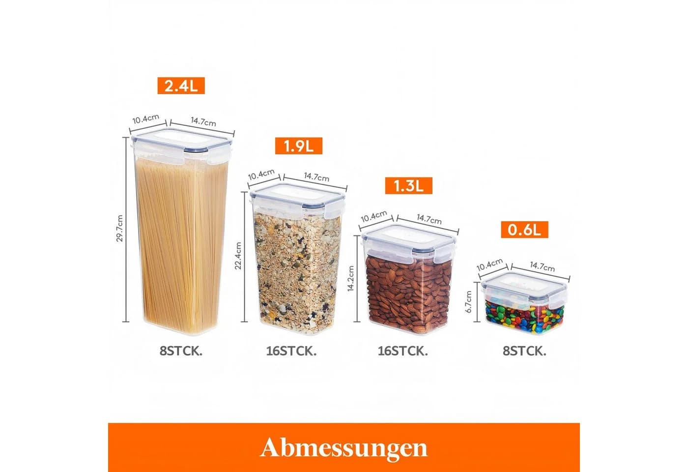 Lifewit Vorratsdose 24er luftdicht BPA-frei Kunststoff