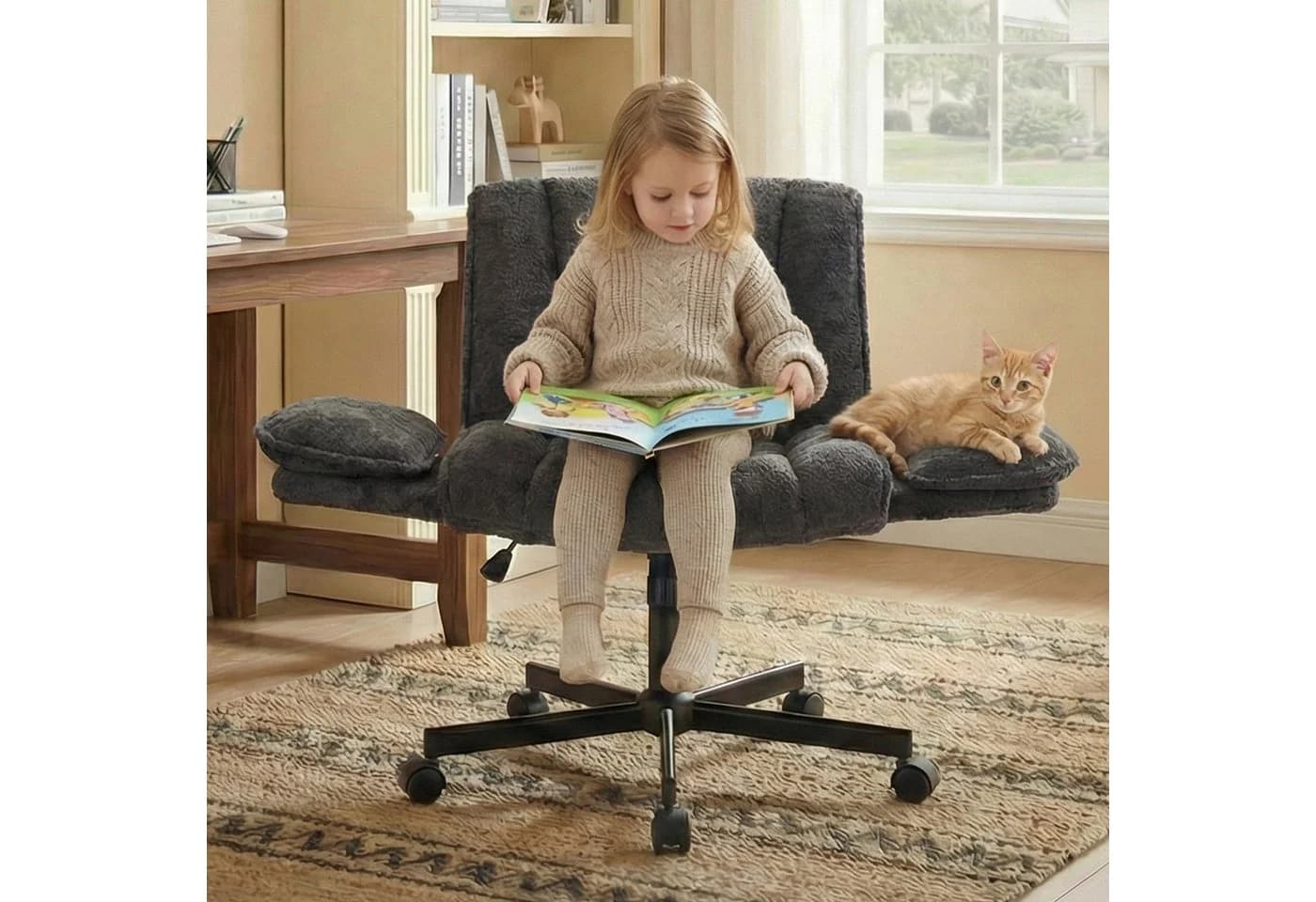 Leawin Ergonomischer Bürostuhl mit klappbaren Armlehnen